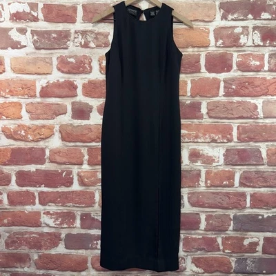Vintage Liz Claiborne Dress Womens 4P Plain Black Sleeveless Midi Casual Career - Image 1 of 4
