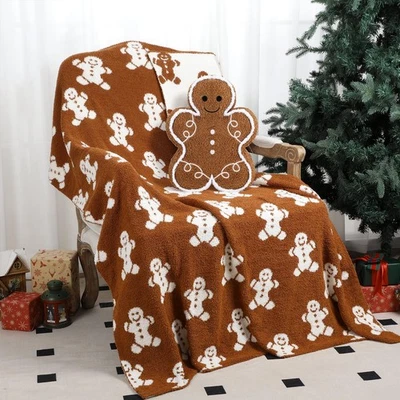Juego de almohadas mantas de jengibre de Navidad para hombre incluye flan de doble cara... Foto 1 de 4
