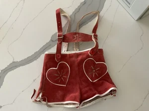 Pantalones de cuero vintage de gamuza roja para niños - Imagen 1 de 15