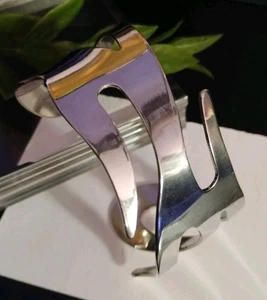 Brazalete Brazalete Modernista Metal "FLAME" Aspecto Plateado, Sin Firmar, ¡Usado! - Imagen 1 de 7