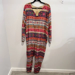 NWT Natural Life Bohemian Comfy Fleece One Piece Lounge Pajamas large - Picture 1 of 10