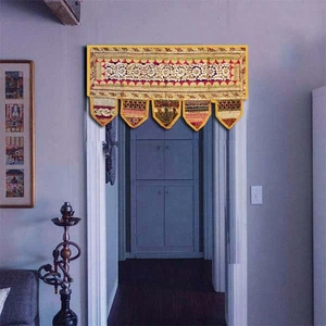 40" HERMOSO TAPIZ CENEFA TOPPER VENTANA PUERTA SARI INDIA CUENTAS PESADAS - Imagen 1 de 7