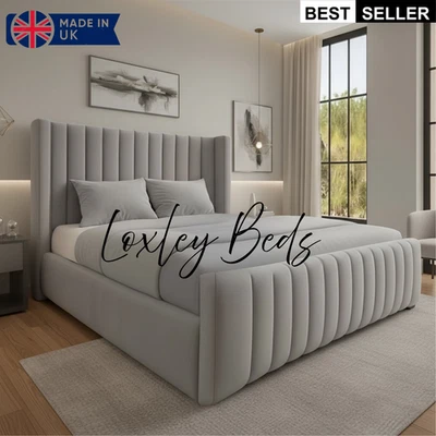 Ottoman Bed Winged Plush Velvet New York Divan Storage Double & King Size Bed - Image 1 of 4