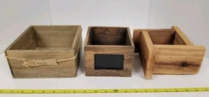 Lot of 3 Decorative Wooden Boxes Home Storage 5" to 7" - Picture 1 of 24