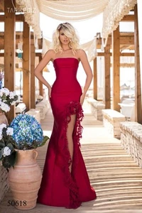 Nuovissimo abito da sera cocktail Tarik Ediz Floretta colore rosso #50618 - Foto 1 di 2