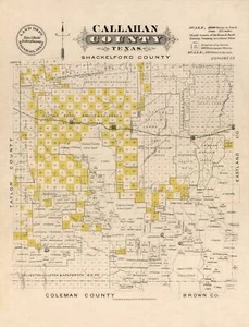 Historic County Map - Callahan County Texas - Gast 1870 - 23 x 30.12 - Picture 1 of 20