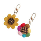 2pcs Key Chains Sunflower Pendant Charm Flower Tassel Keychain