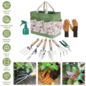 Set Attrezzi da Giardino,9 Pezzi Utensili da Giardinaggio Kit Regalo Acciaio Inox Attrezzi da Giardinaggio - Foto 1 di 15