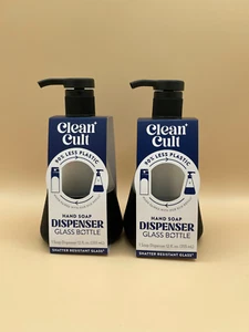 Bomba dispensadora de vidrio de jabón líquido Clean Cult ecológica recargable paquete de 2 - Imagen 1 de 7