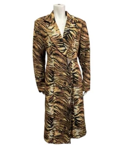 DONNA VINCI COUTURE tigre stampa animalier arazzo cappotto midi donna taglia 14 - Foto 1 di 11