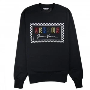 Versus Versace Men's Embroidered Box Logo Sweatshirt Black L NWT - Picture 1 of 15