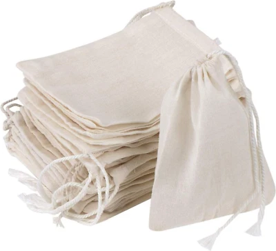 20 Pcs Reusable Cotton Drawstring Muslin Bag Natural Unbleached Cotton Straining - Image 1 of 4