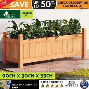 Garden Bed Raised Wooden Planter Outdoor Box Vegetables 90 x 30 x 33cm Container - Picture 1 of 13