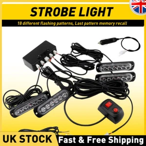 4x 6 LED Amber Recovery Strobe Flashing Grille Light Lightbar Truck Beacon Lamp - Picture 1 of 16