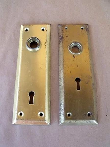 2 Used Gold Tone Metal Door Plates Re-Purpose Craft Projects Different Sizes - Picture 1 of 9