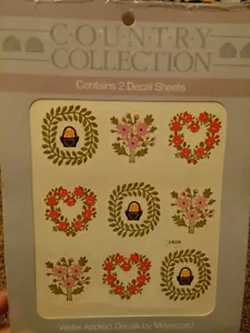 Meyercord decalcomanie vintage applicate acqua trasferimenti fiori di campagna nuove NOS - Foto 1 di 3