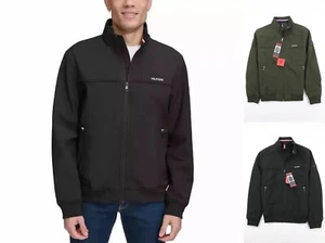 Tommy Hilfiger Mens Bomber Jacket Black Green S M L XXL Softshell Mesh Lined NWT - Picture 1 of 25
