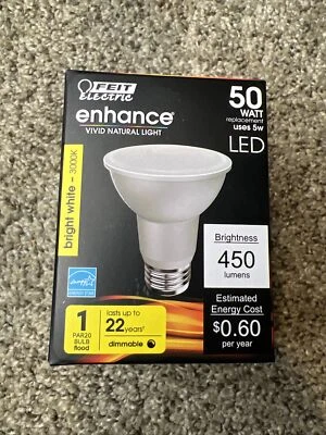 Open Box Feit Electric Light Bulb PAR20 Flood 5W (50W Replacement) Bright White - Image 1 of 4
