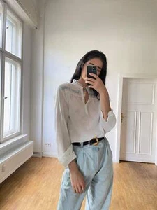 French antique blouse, Cottage core white top, Edwardian sheer white summer blou - Picture 1 of 10