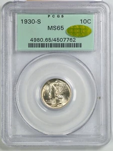 1930-S 10C Mercury Winged Liberty Dime MS65 PCGS CAC Gold Sticker 4507762 OGH - Picture 1 of 6