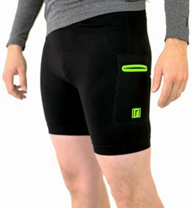 Uomo Ruhn Co. Abbigliamento Corto a Compressione Senza Cuciture 2.0-6" Cucitura Interna Nero/Neon Small - Foto 1 di 5