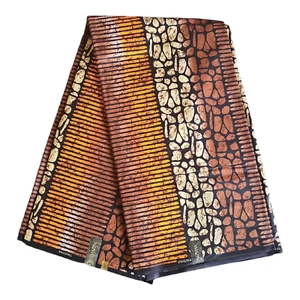 Ankara Fabric Block Cotton Print Sewing Craft Stones Lines Brown /Yard - Picture 1 of 1
