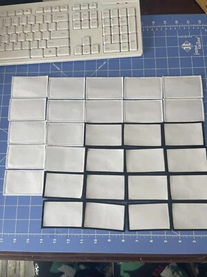 29 Total Sublimation White Patches 2x3 Inch Blank 13 W Black Trim 15 White Edge - Image 1 of 4