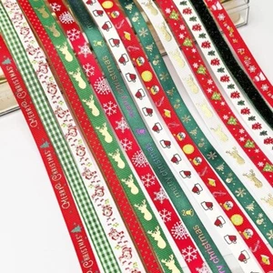 Assorted Christmas Grosgrain Ribbon DIY Craft 15Yrds Satin Polyester Velvet 3/8" - Picture 1 of 8