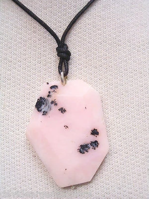 Ciondolo in ARGENTO 925 con OPALE ROSA naturale e girocollo - pietra dura - - Immagine 1 di 3