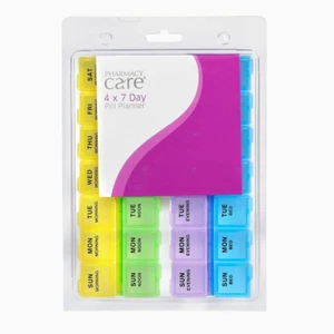 Pharmacy Care 4 x 7 Day Pill Planner Weekly Medication Organiser 28 Compartments - Picture 1 of 1