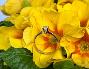 Klassischer Verlobungsring 14 Karat 585 Gold 0.25 Carat echter Diamant Gr. 56 - Bild 1 von 5