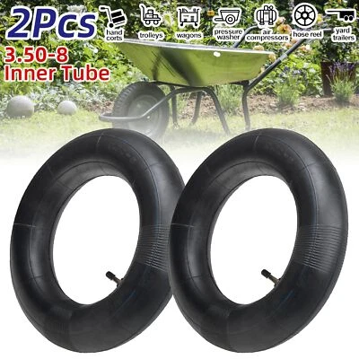 2x Schlauch 3.50-8 Zoll für Reifen Gartengeräte Schubkarre TR87 Winkelventil - Bild 1 von 4