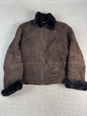 Chaqueta Marvin Richards Mujer 42 Marrón Cuero Borde de Piel Forrado Abrigo de Invierno Foto 1 de 4