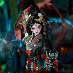 1/4 Muñeca BJD Resina Maquillaje Facial Antigua Máscara Ritual Hanfu Mujer Fantasma Muñeca Desnuda - Imagen 1 de 11