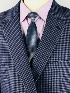 50L Hickey Freeman USA Mens Recent 2 Bttn Pure Wool Blazer Sport Coat Navy Gray - Picture 1 of 12