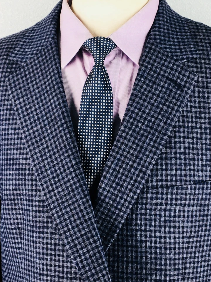 50L Hickey Freeman USA Mens Recent 2 Bttn Pure Wool Blazer Sport Coat Navy Gray - Image 1 of 4