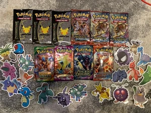 Vintage Pokemon Cards 100% WOTC 10x Cards Repacked Variety + Pokémon stickers ✨ - Picture 1 of 7