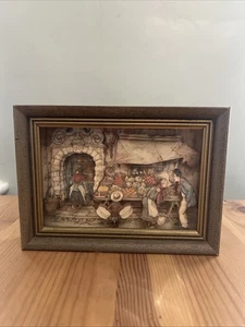 Vintage 1960s Anton Pieck 3D Art Diorama Shadow Box Framed Market Place - Picture 1 of 14