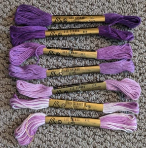 Lily Mills Company Six Strand Floss Lot of 7 - 9 Yard Skeins Purple - Picture 1 of 1