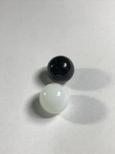 Vtg Board Game replacement part 1 Black AND 1 White Marble Glass 1/2” - Picture 1 of 8
