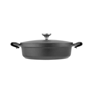 Agile Non-Stick Aluminium 28cm/4L Shallow Casserole w/ Lid Cookware Round Black - Picture 1 of 3
