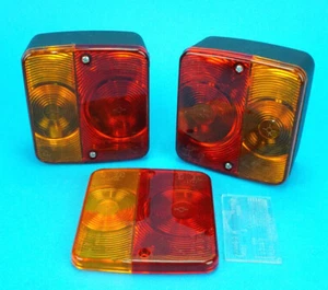 2 x Luces de lámpara traseras pequeñas RADEX con lente de repuesto para remolque y caja para caballos - Imagen 1 de 3
