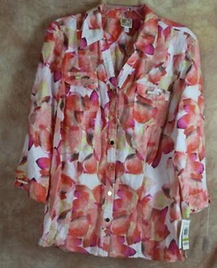 CAMISA LARGA ABOTONADA ORQUÍDEA MÍSTICA 100% LINO COLECCIÓN JM TALLA 14 NUEVA CON ETIQUETAS SF52 - Imagen 1 de 5