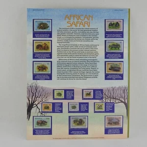 Vintage Postal Commemorative Society Stamp Panel African Safari Uganda - Bild 1 von 6