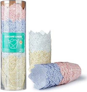 160Pcs Tulip Paper Cupcake & Muffin Liners Oil Resistant - Standard Size 4 Color - Picture 1 of 12