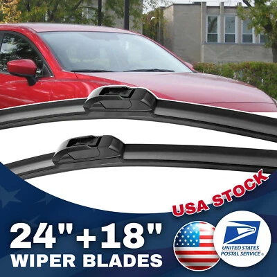 Black OEM Windshield 24"&18" Bracketless Wiper Blades For Lexus IS200t 2016 - Изображение 1 из 4