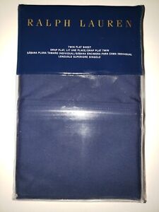 New RALPH LAUREN TWIN FLAT Sheet RL464 SOLID PERCALE $90.00 POLO NAVY