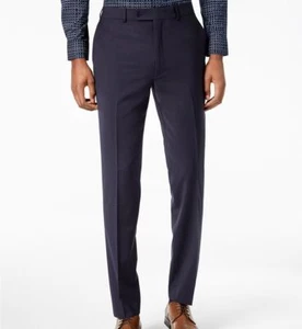 $190 Calvin Klein 33W X 30L Men's Skinny-Fit Blue Wool Flat Front Trousers Pants - Picture 1 of 6