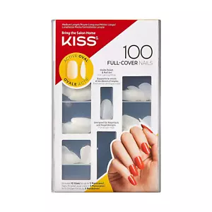 KISS 100 Full-Cover Nails, Press-On Nails, Nail Glue Included, Active Oval' Shap - Picture 1 of 12