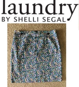 LAUNDRY SHELLI SEGAL Skirt 14 Pencil & Straight Colorful Cotton Blend Casual - Picture 1 of 10